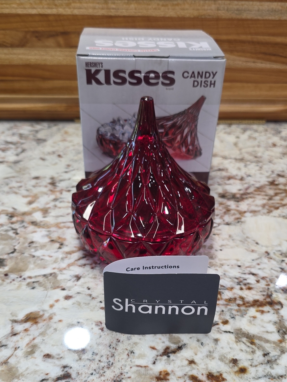 Godinger Shannon Crystal Hershey’s Kiss Candy Dish – Red Iridescent – NIB